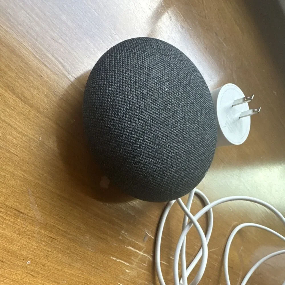 Google Home Mini Smart Speaker Gray Fabric w/ Power Adapter